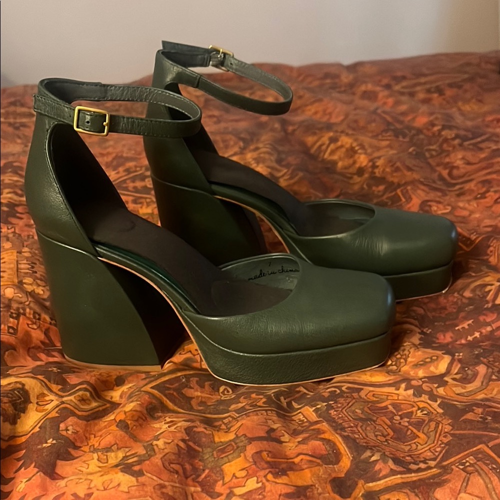 Charlotte Stone Dark Green Platform Heels